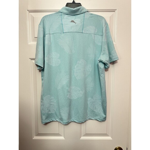 Size M Tommy Bahama Palm Coast Delray Frond IslandZone Polo Hummingbird Blue NEW - Picture 2 of 3